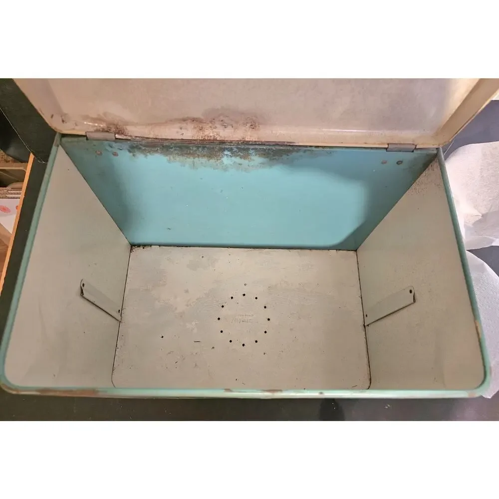 Vintage Metal Bread Box Antique Storage Tin Country HARVELL